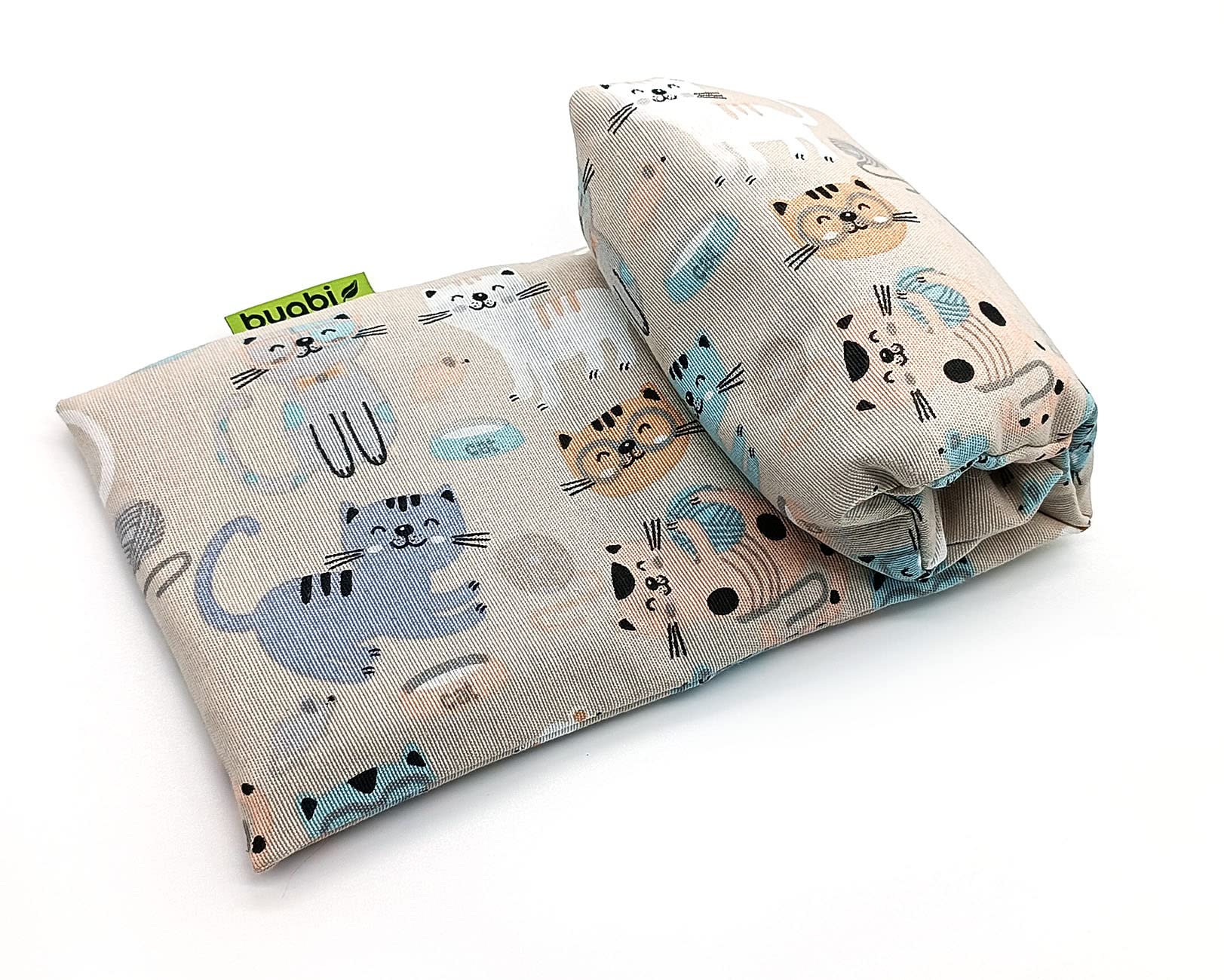 Saco térmico semillas microondas (50x15cm). Aroma Lavanda. Saquito con funda lavable extraíble. Cojín frio calor para dolor cervical lumbar cuello espalda menstrual colicos mascotas (Gatos)