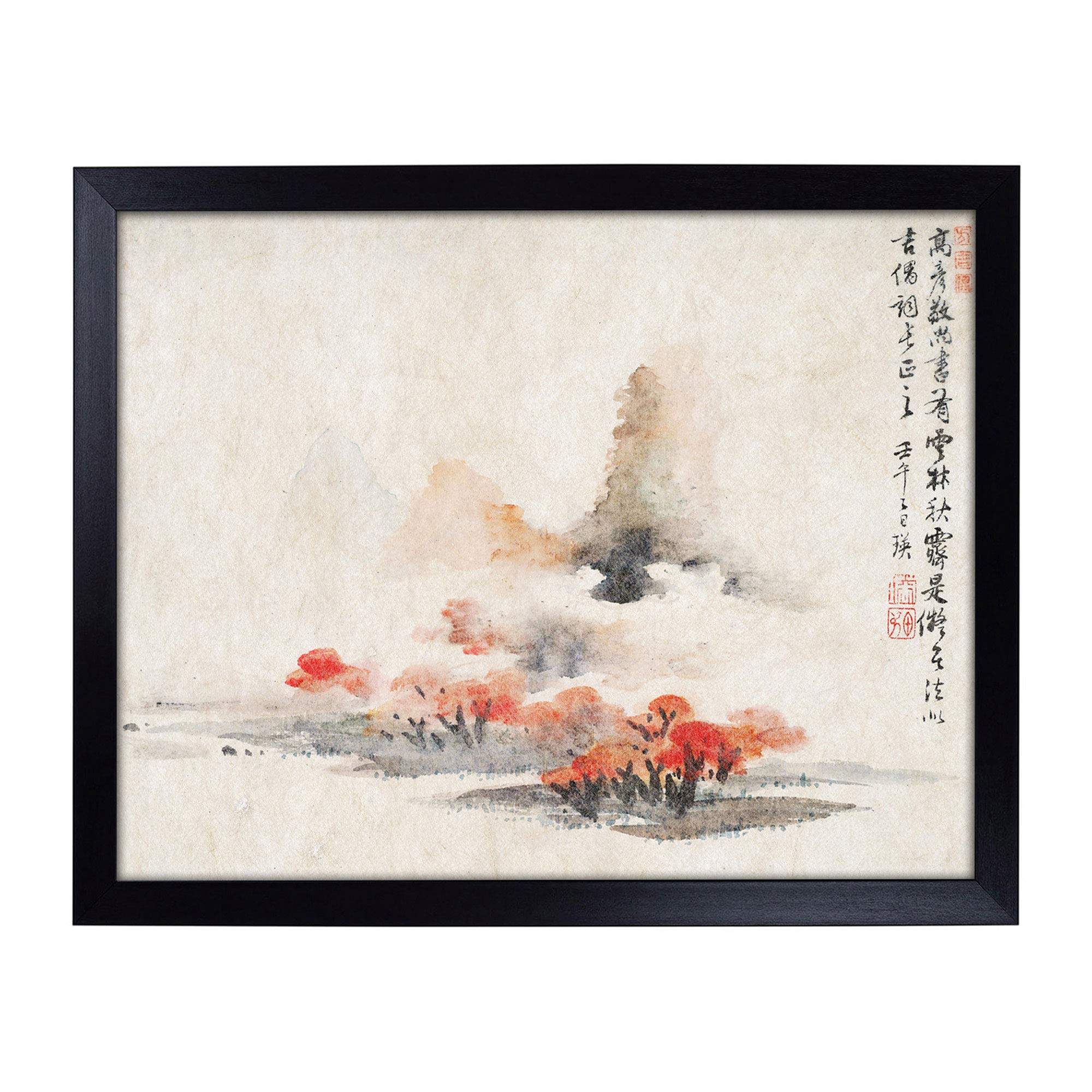 Lap Tray with Cushion | Watercolour Landscape by Lan Ying | Padded Bean Bag Cushion | For Eating, Working, Crafting, Laptop | Portable Table Desk