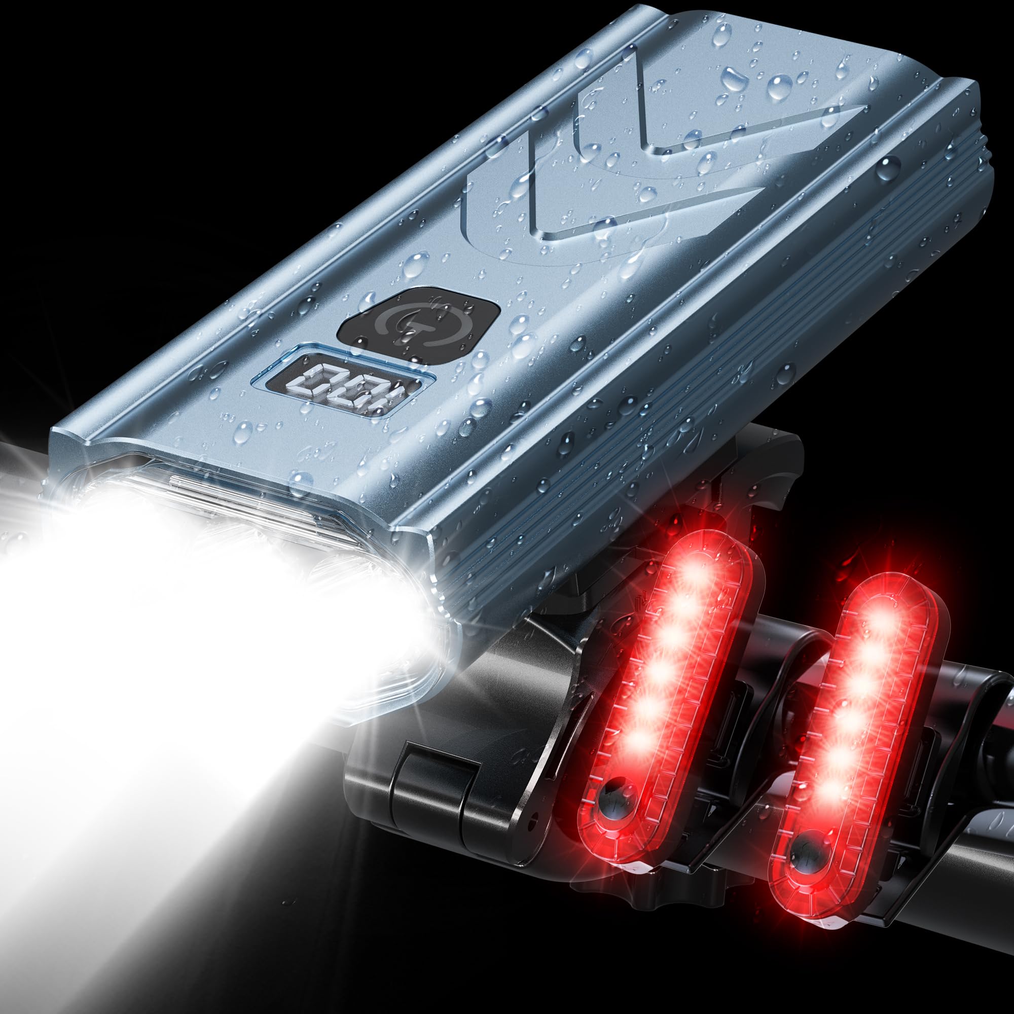 LED Bike Lights for Night Riding High Lumens with 2Pack taillight - 6000mAh Super Bright Bicycle Headlight & Tail Light Set, Mountain/Road Bike Safety Light Front and Back Cycling