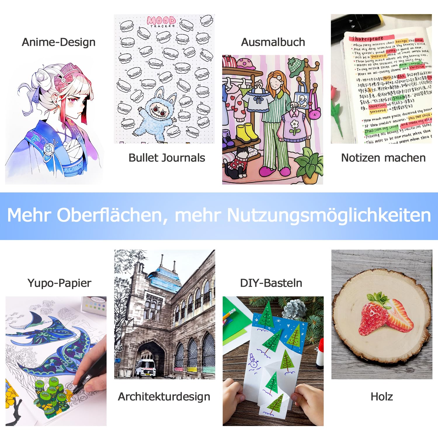 204 Farben Alkohol Marker Set, Twin Marker Permanente Alcohol Marker Stifte, Schnelltrocknend Filzstifte für Manga Design Zeichnen Erwachsenen-Malbücher Schüler Künstler