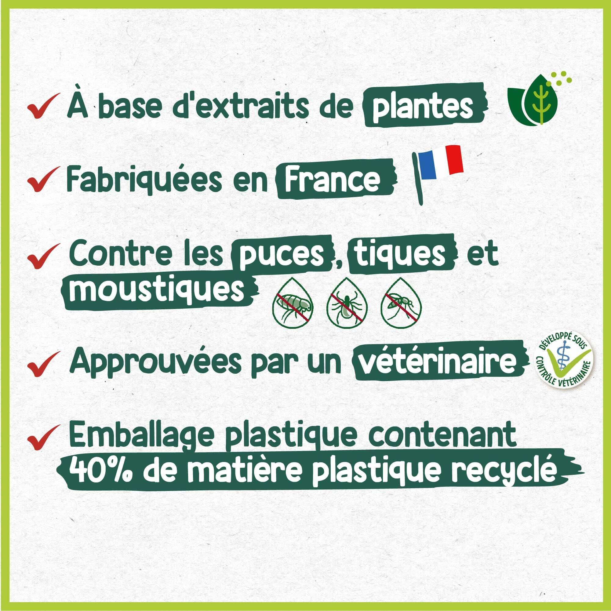 HOPI Pipette Anti Puces Chat de 3 à 6 kg - 4 Mois de Protection Contre Les Puces, Les Tiques et Les Moustiques - Extraits de Plantes - Pratique et Facile - Fabriqué en France