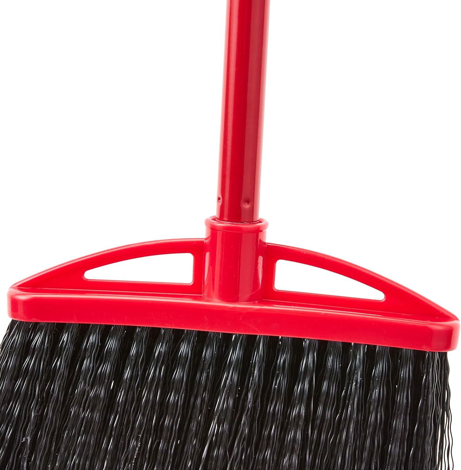 Amazon Basics Angle Broom With Metal Handle for Floor Cleaning and Sweeping, 11 inches Wide, 6-Pack, Black & Red