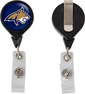Desert Cactus Montana State University Retractable Badge Holder Bobcats MSU ID Reel with Ticket Clip for Lanyard, Work, School & Office Access
