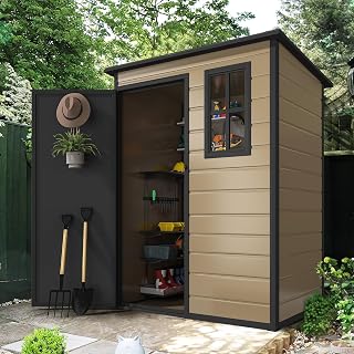 DWVO 5x3ft Resin Outdoor Storage Shed with Floor & Window