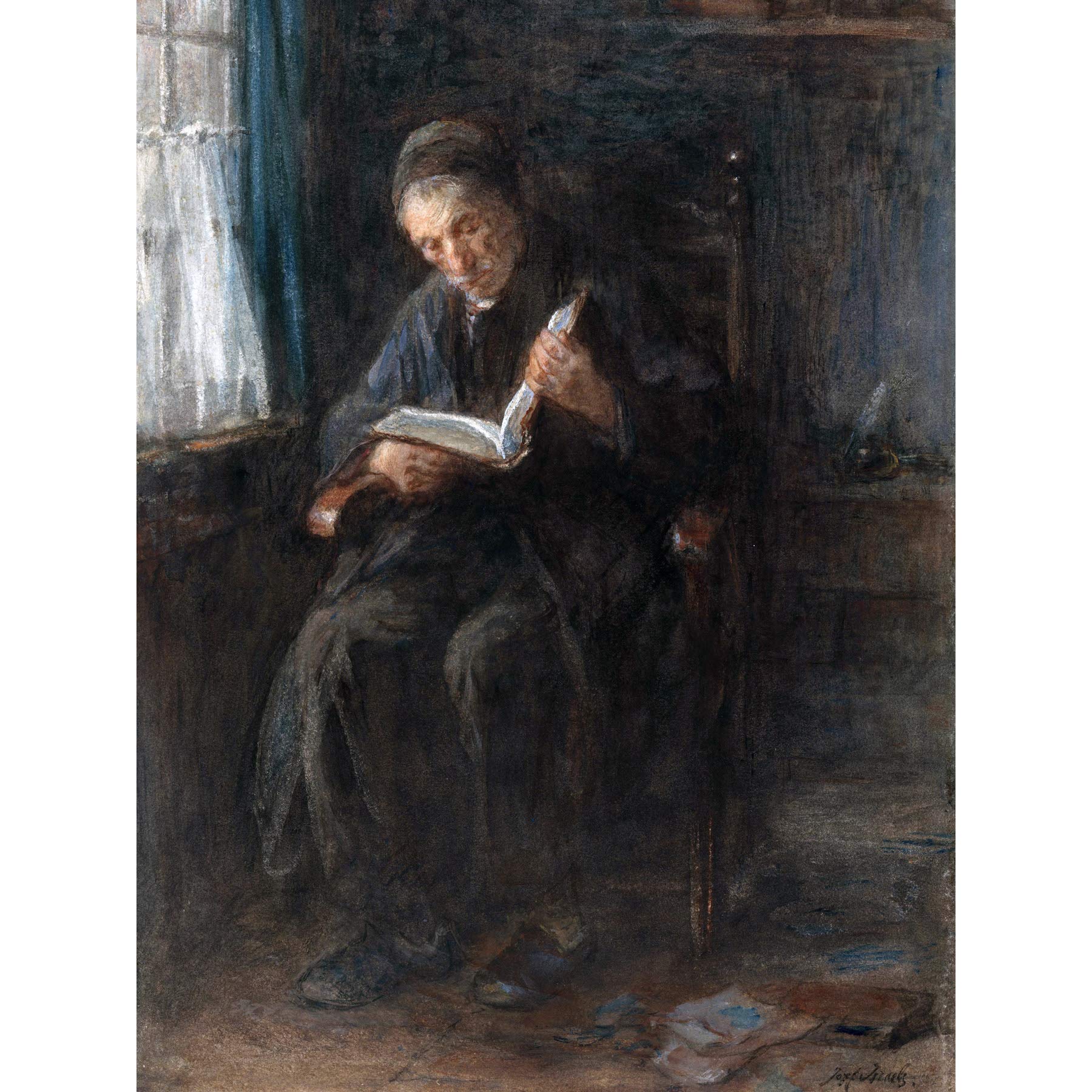 Artery8 Jozef Israels The Rabbi Religion Painting Premium Wall Art Canvas Print 18X24 Inch