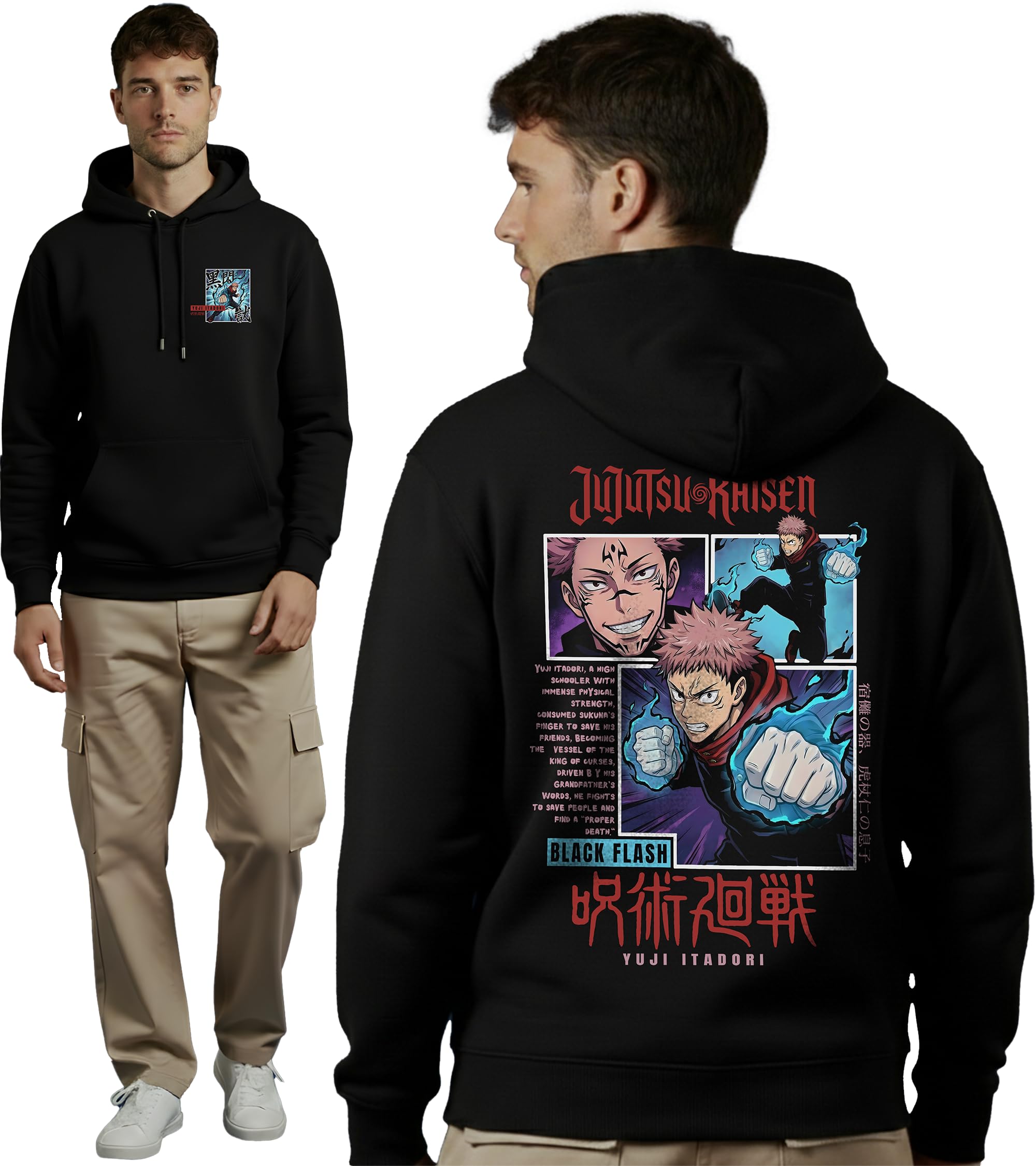 Black Jackal | Premium Unisex Hoodie | Yuji Itadori Graphic Tee| Sukuna | Jujutsu Kaisen | Anime Graphic Tee | Signature 100% Bio-Washed Cotton Hoodie | Unisex Designs-picture-14