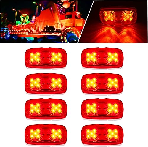 FOUFLY 8 luces LED de 12 V para remolque, 10 luces LED de marcador lateral, luz doble de diana, luces indicadoras impermeables para camiones,