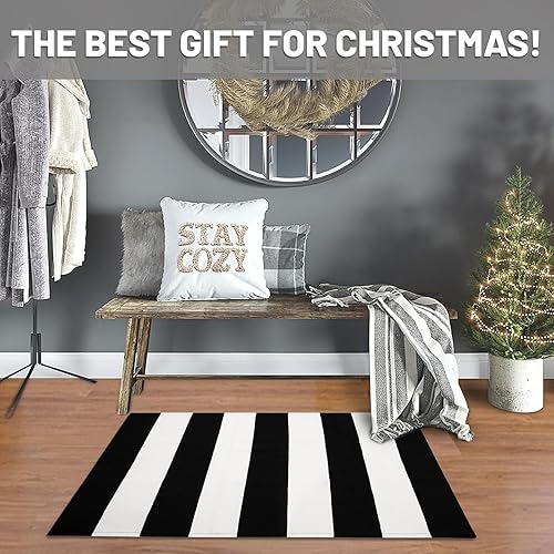 Miniatura 104 de IOHOUZE - Tapete a cuadros estilo búfalo de 5 x 8 pies para interiores y exteriores, lavable, para sala, tapete de bienvenida primavera-verano