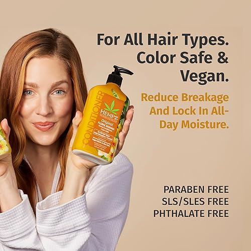 Miniatura 3 de Hempz Acondicionador de biotina  Original Light Floral & Banana  Para el crecimiento y fortalecimiento del cabello seco, dañado y teñido teñido,