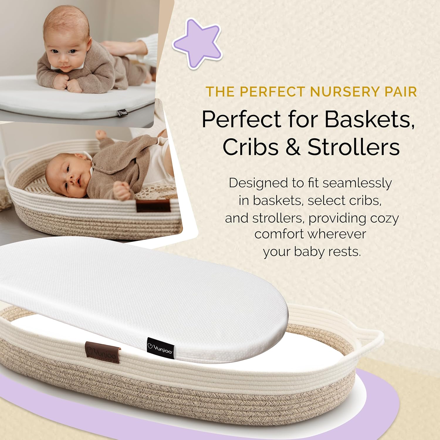 Foldable Baby Changing Pad 29” x 15” - Waterproof & Ultra Soft Mattress for Diaper Changing Station - Portable Table Topper & Moses Basket Replacement - Easy to Clean