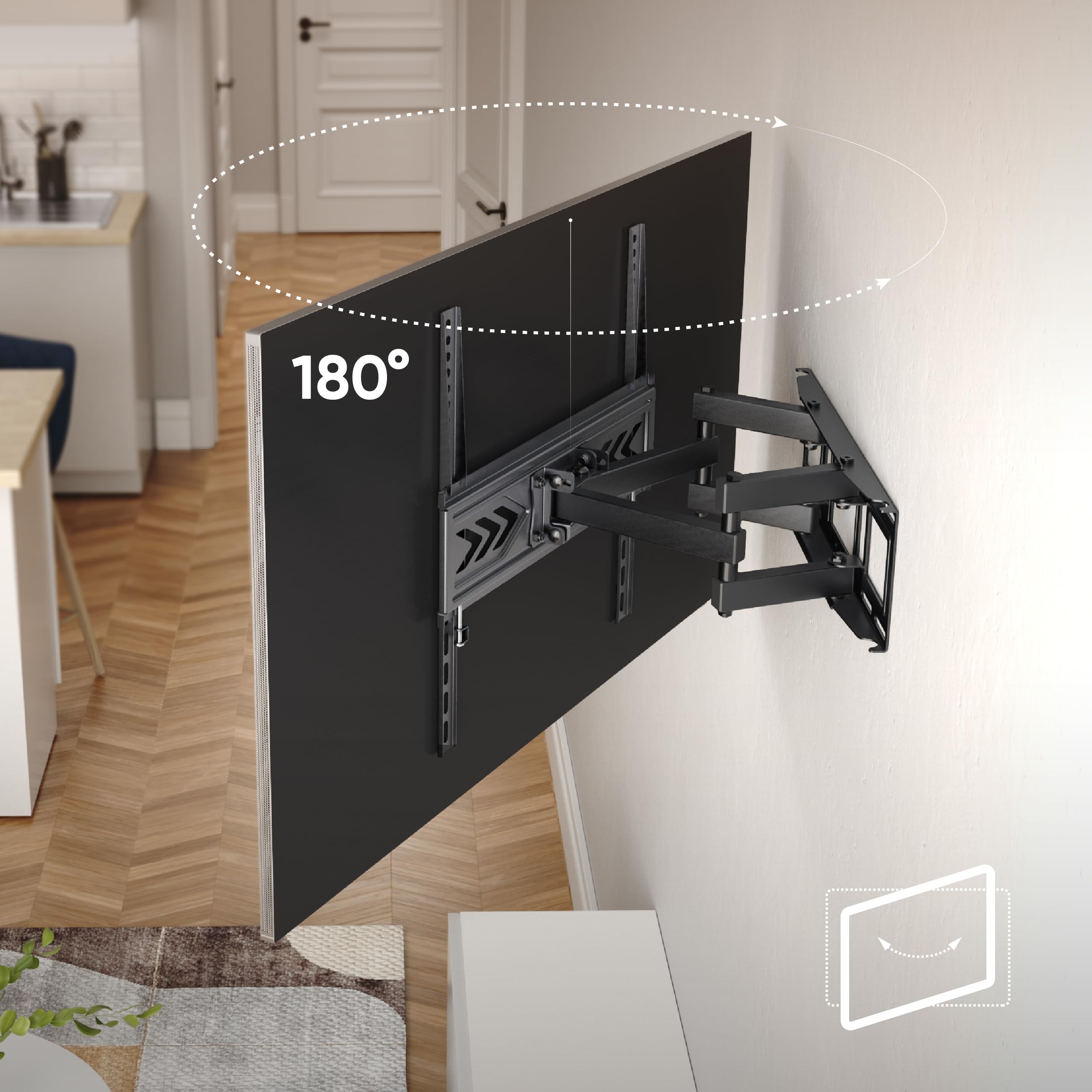 Supporto da Parete per TV da 32 a 65 pollici - Staffa Porta TV con Peso fino a 45 kg - Supporto per TV a Muro con VESA 100x100-400x400 / Staffa per TV Muro Girevole e Inclinato STE644-B Nero