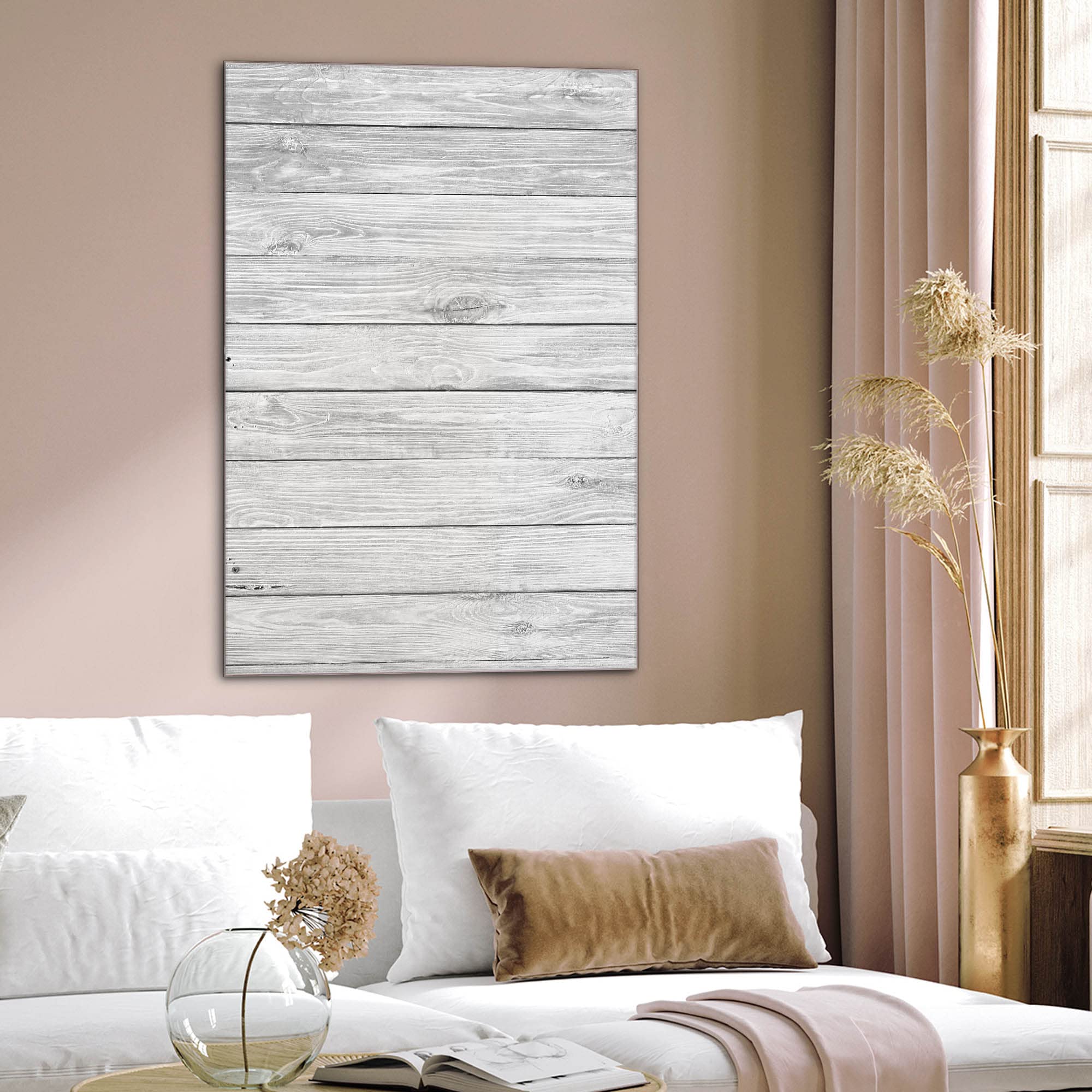 banjado Glas Magnettafel 50x75 in Holzoptik, beschreibbares Memoboard