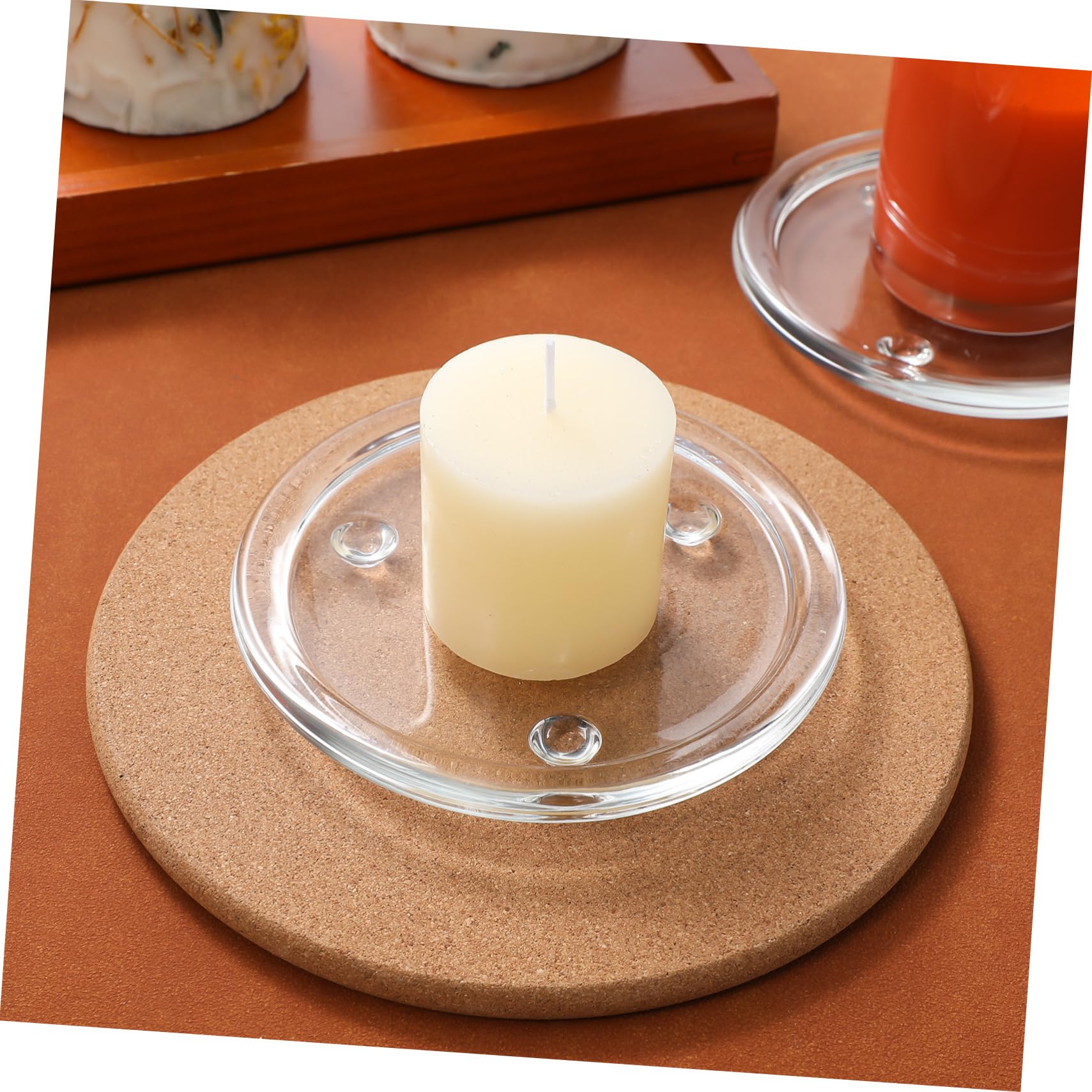 GARVALON Set 3 Pezzi Poggia Candele Rotondo in Vetro Raffinato e Decorativo per Cena, Matrimonio e Festa Design Curato e Funzione di Abbellimento