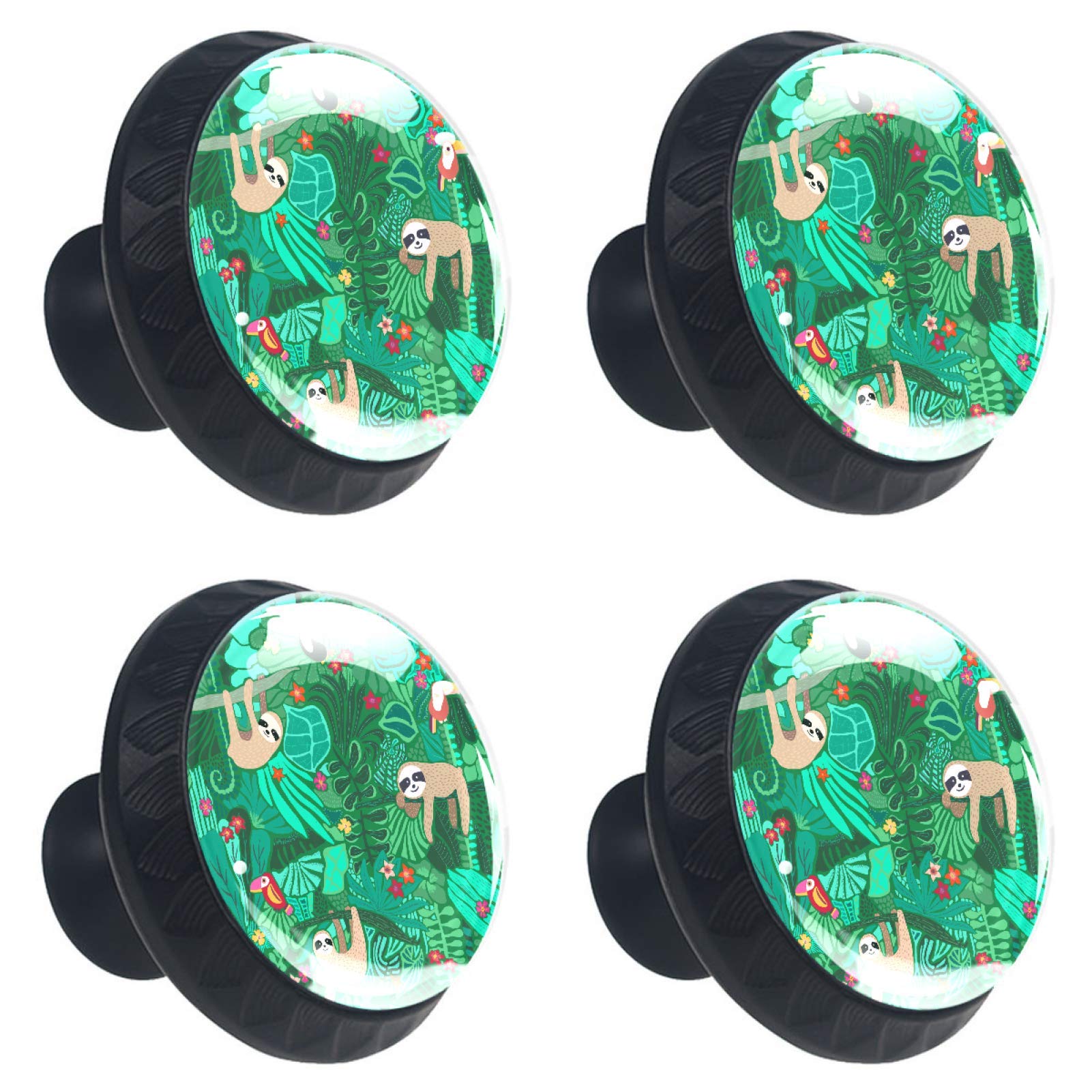 Boutons de cuisine en verre vert tropical pour tiroir de commode et placard 30mm