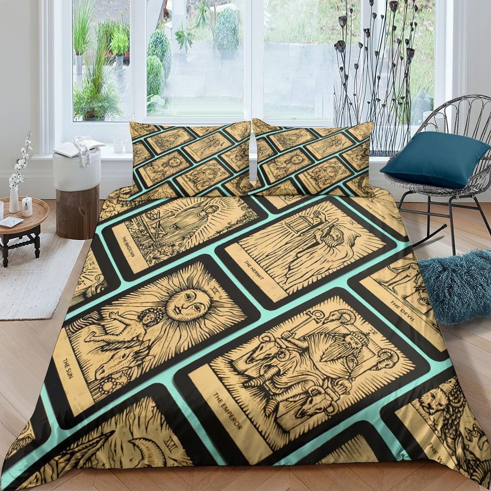 Housse de couette tarot imprimé 3D pour une chambre mystique et cocooning cosy