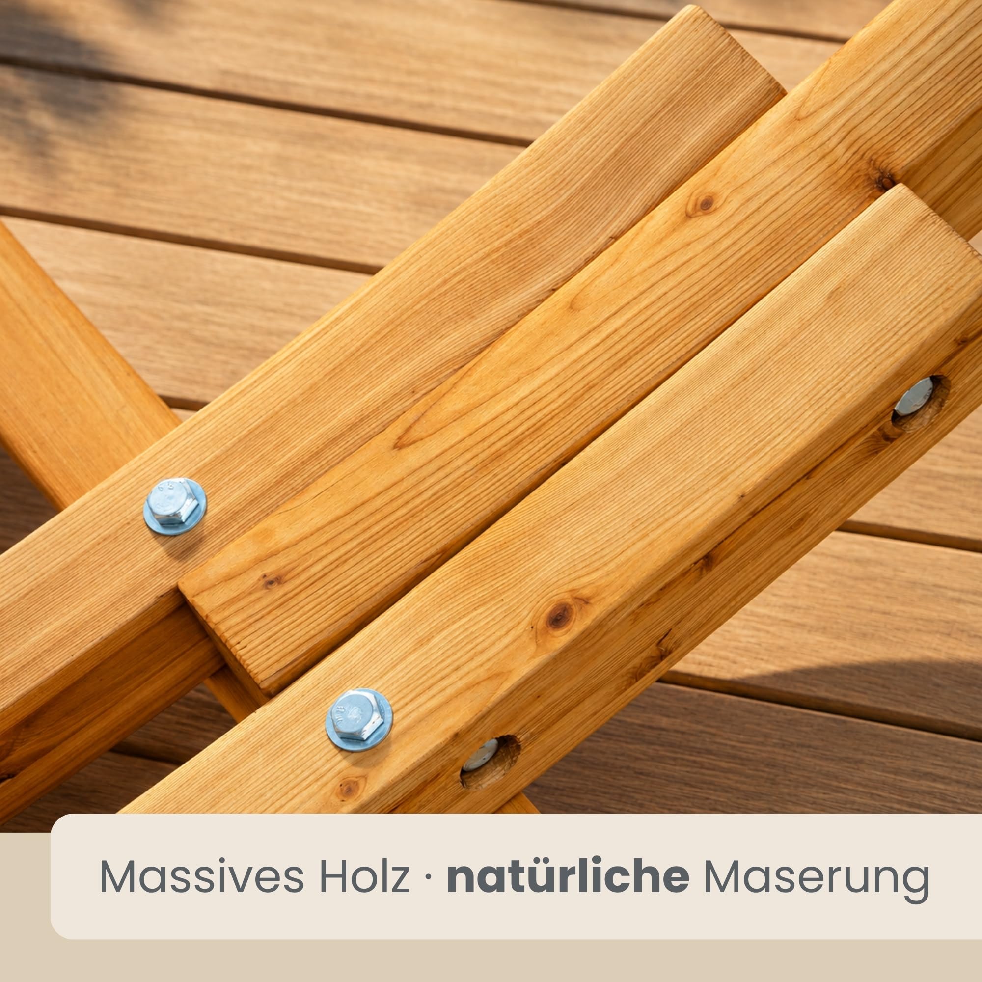 AMANKA XXL Hängematte mit Gestell 325 cm – stabiles Outdoor Hängemattengestell aus Holz mit Grauer Stabhängematte für Zwei Personen – entspanntes Hängemattenset für Garten Balkon oder Terrasse