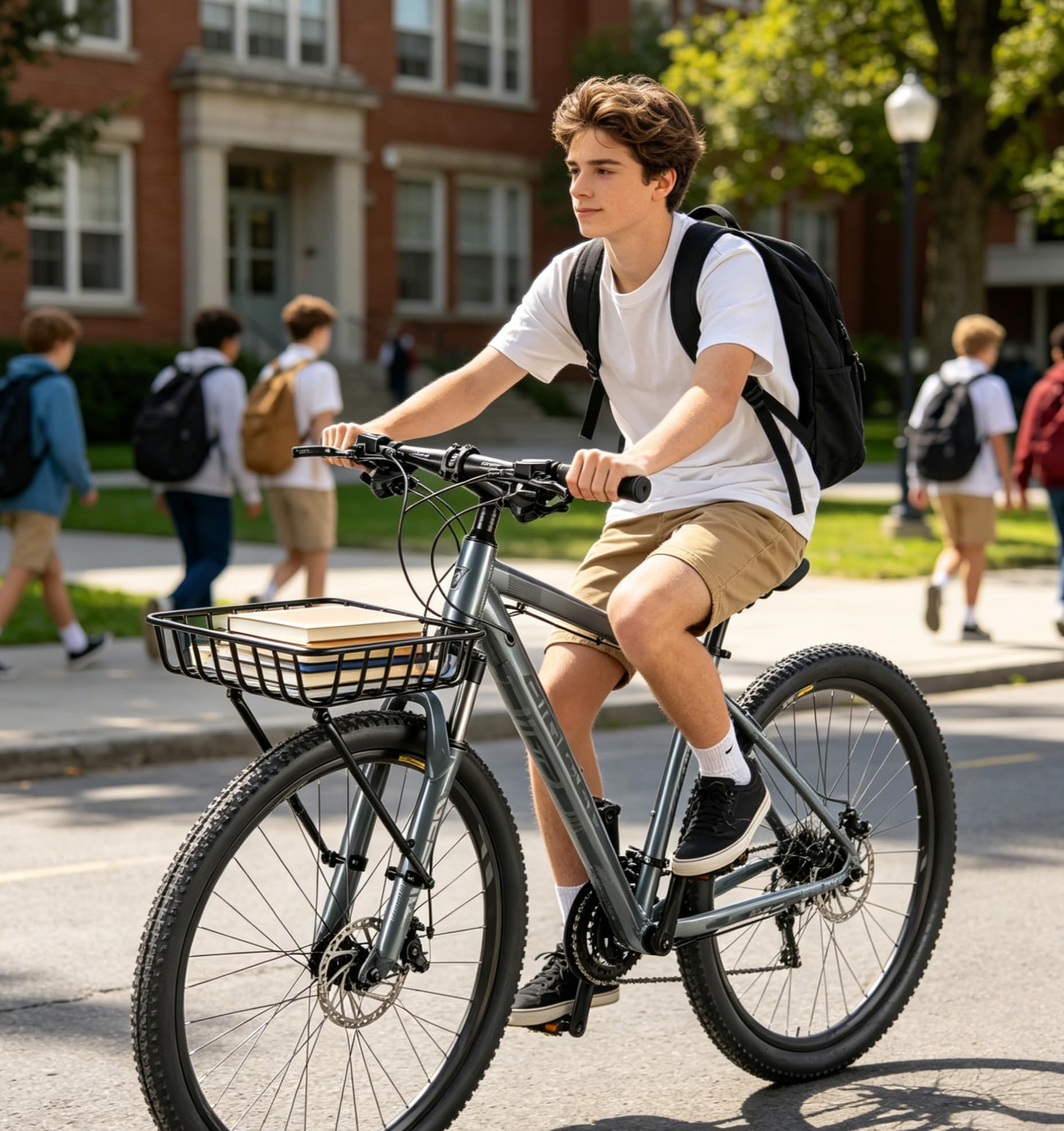 Panier Velo Avant, Porte-Bagages Avant, Panier de Vélo Avant avec Barres de Maintien et Sangles Fixes Charge 10 kg, Grand Panier de Vélo Avant pour Vélo de Route, Montagne, 33 × 33 cm