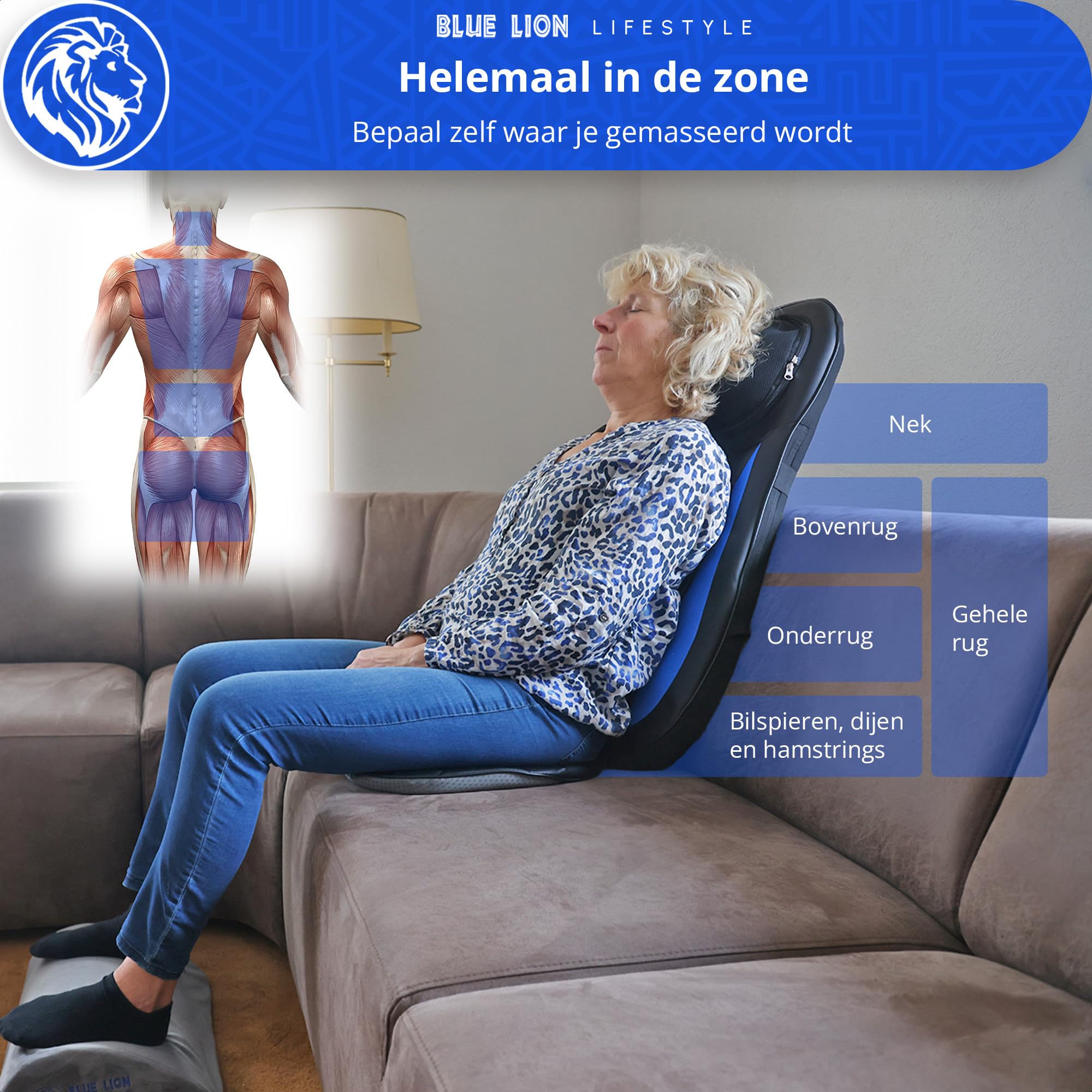 Blue Lion Lifestyle Cuscino massaggiante per schiena e collo - Marula - Shiatsu - Massaggio a percussione - Vibrazione