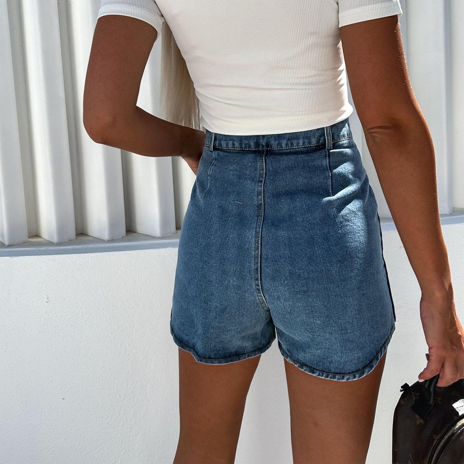 Gonna di Jeans da Donna Pantaloncini di Gonna di Jeans Anti-allungamento a Due Pezzi giovanili e Sexy Sacca Porta Compatible with Moto Gonna di Jeans da Donna Pantaloncini di Gonna di Jeans Anti-allungamento a Due Pezzi giovanili e Sexy Sacca Porta Compatible with Moto