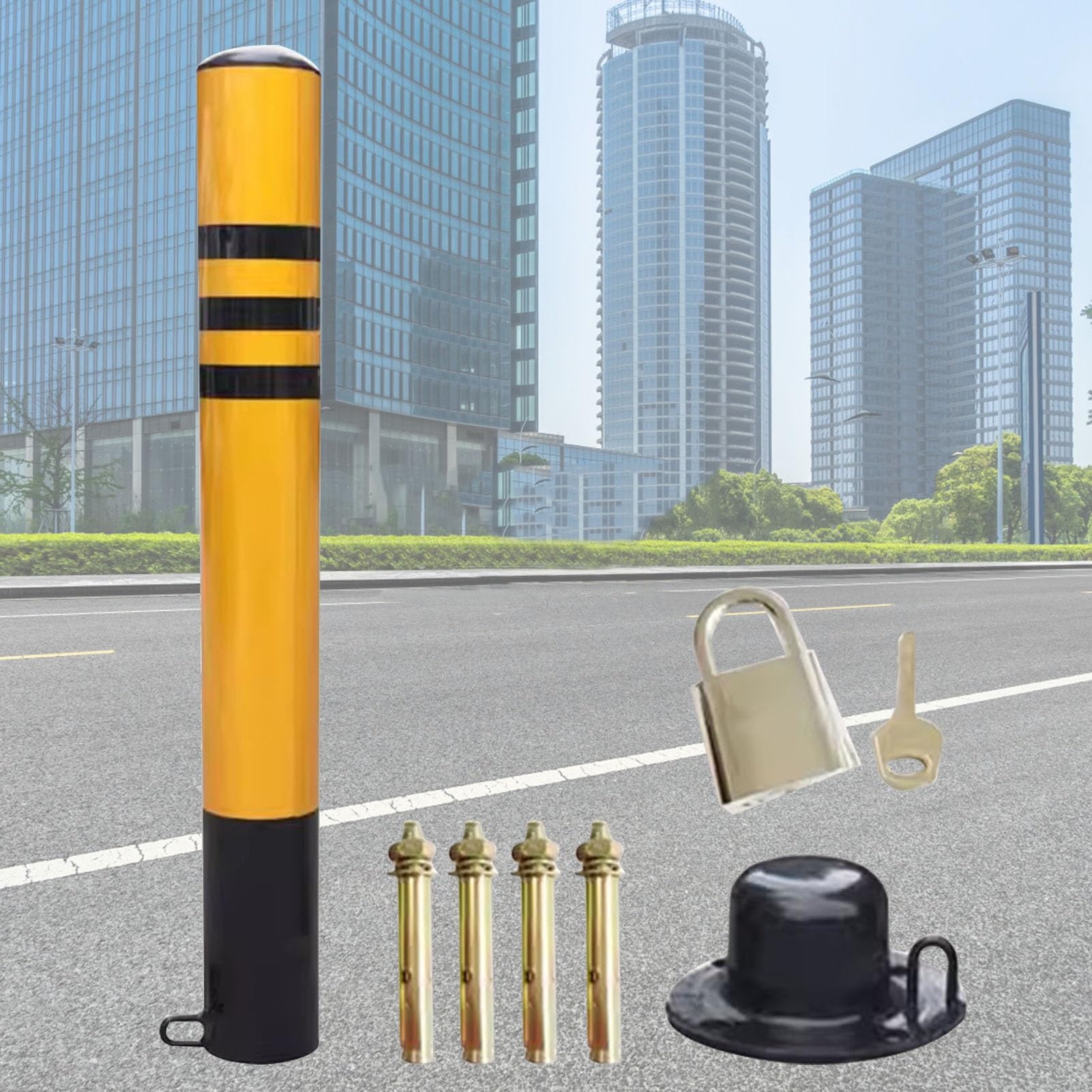 GHHVFEC Reflective Bollard for Traffic Control & Parking SafetyDurable Design for Driveways Gas Stations & SidewalksEnhance Visibility & ty