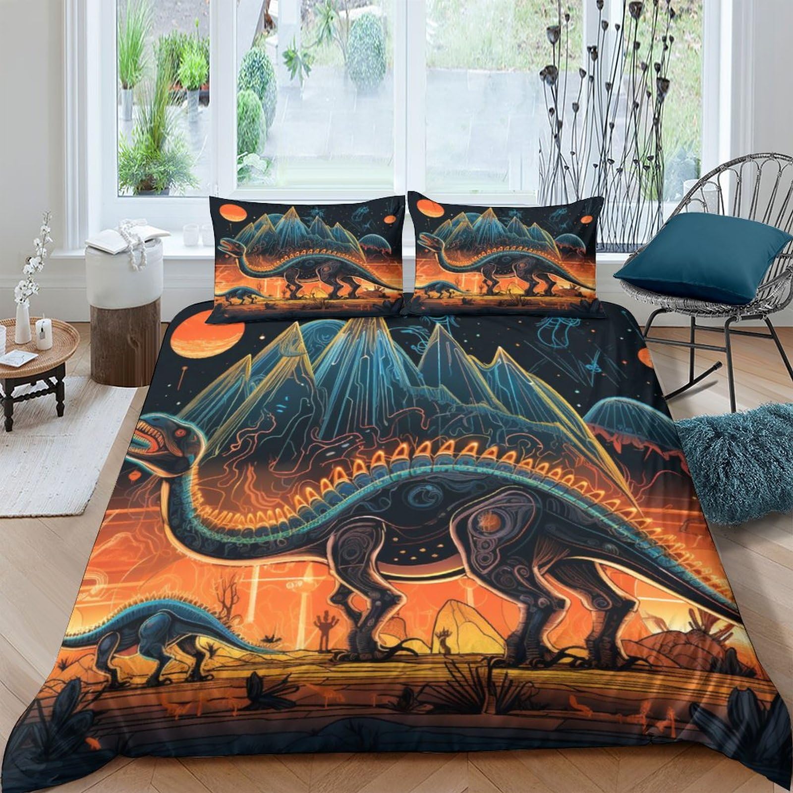 Housse de couette dinosaure 3D en microfibre respirante avec fermeture éclair pratique
