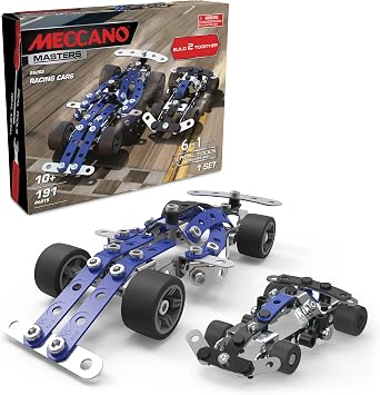 MECCANO 6-in-1 Race Cars Erector Set, Metal Building Kit, STEM Toy Ages 10+