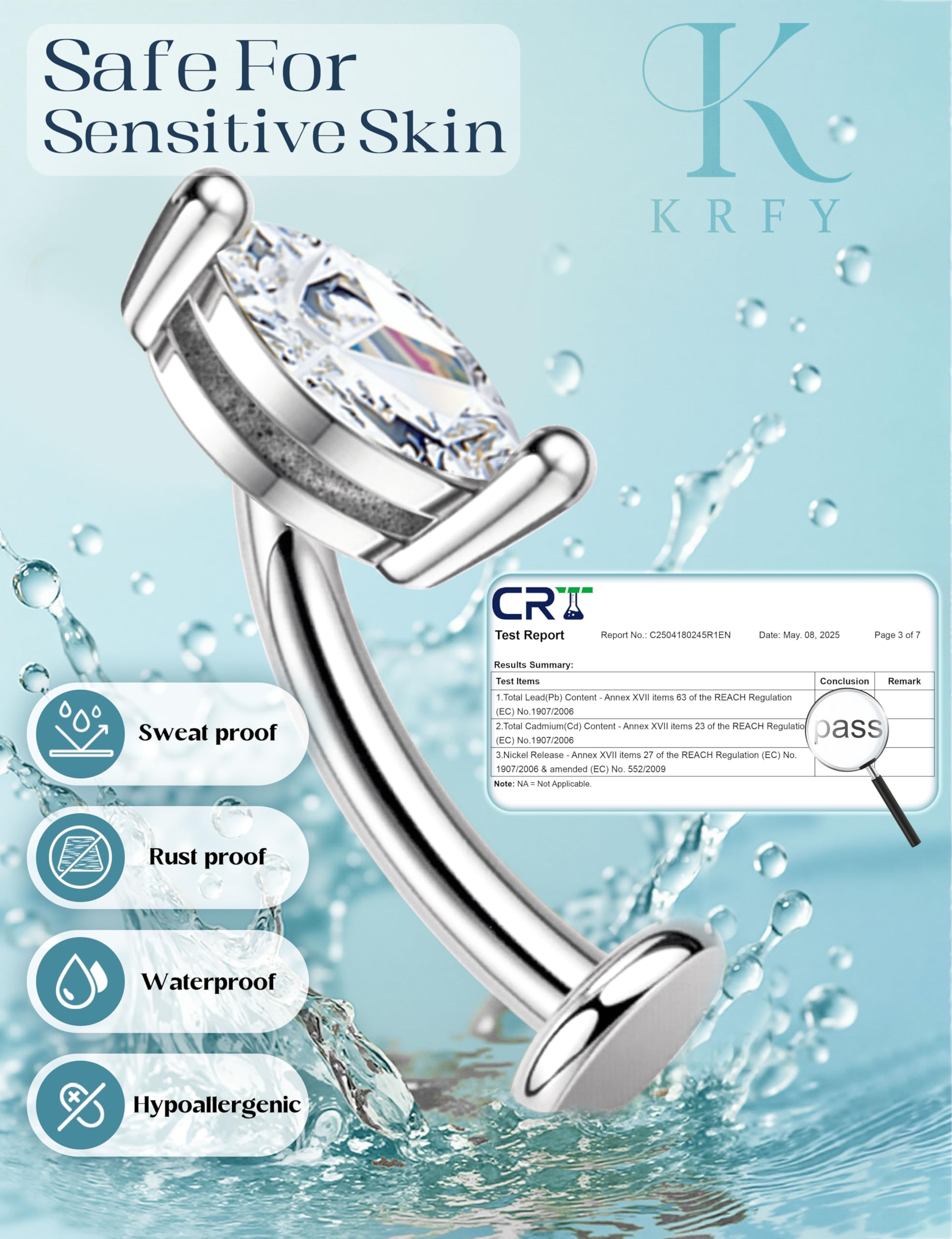 KRFY Piercings Ombligo para Mujeres, Oro/Plata Piercing Ombligo Acero Quirurgico — view 7