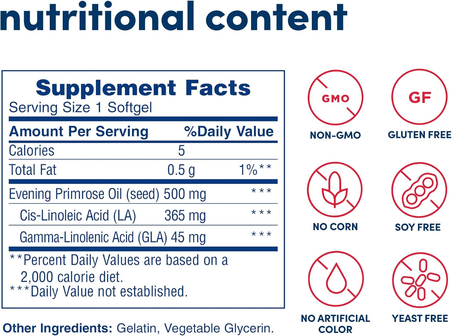 American Health Dietary Fiber Supplement Softgels, Evening Primrose Oil, 500 mg, 100 Count : Health & Household