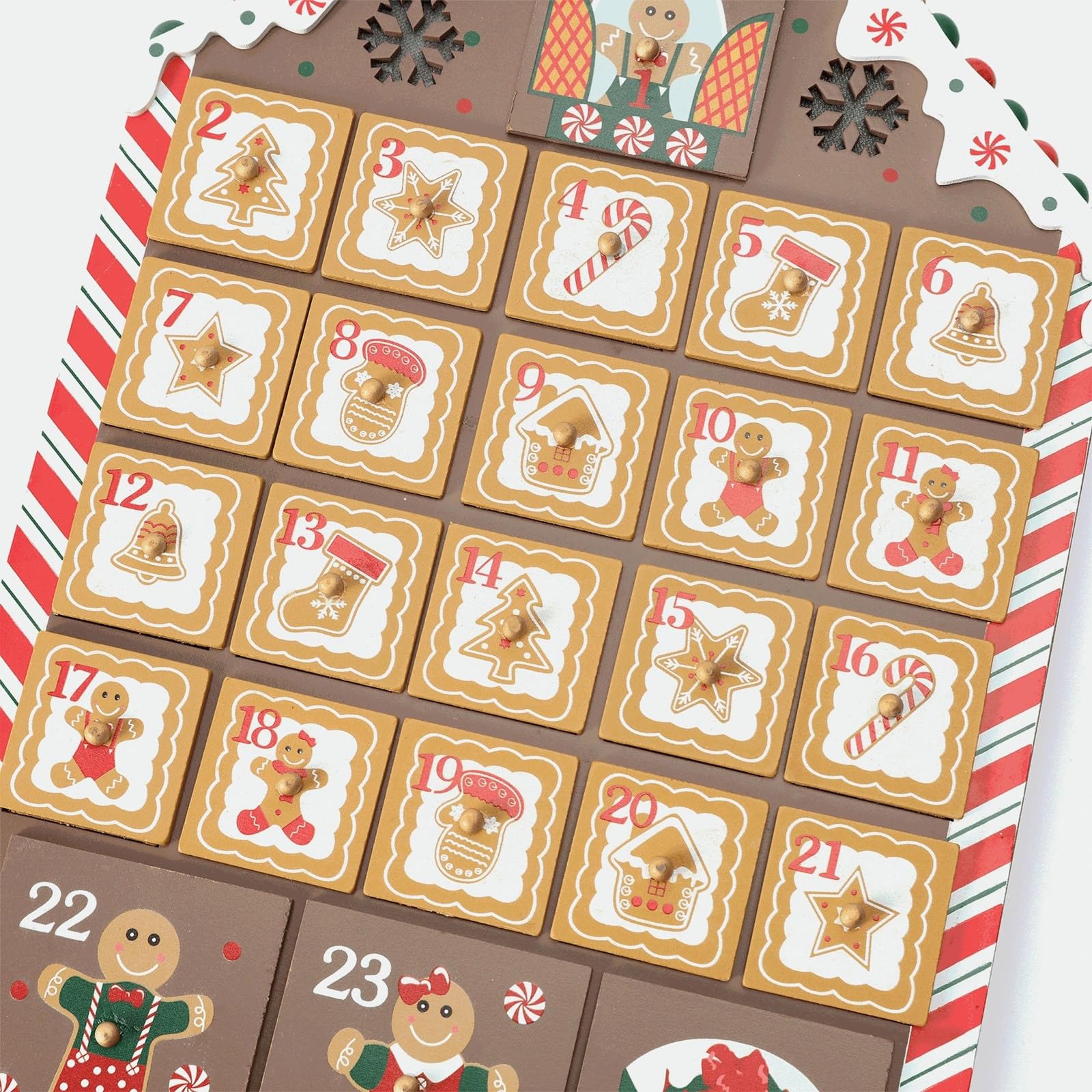 Calendario de Adviento de madera para dulces, joyería, forma de casa, calendario de Adviento de Navidad para niños y adultos, regalo sorpresas, decoración de casa de pastel de jengibre