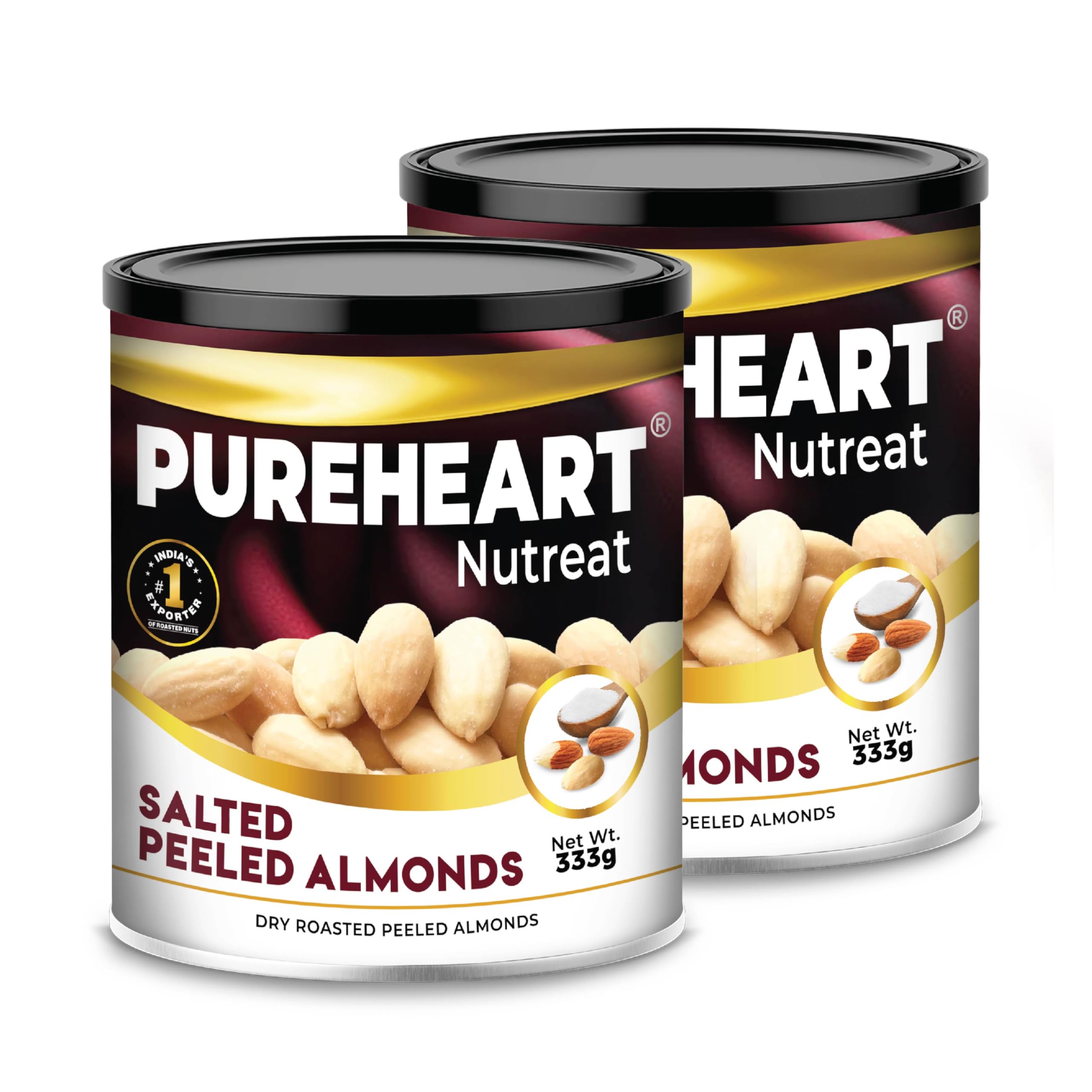 Pureheart Nutreat Dry Roasted Salted Peeled Almonds, Premium California Whole Blanched Almond Nuts Without Skin/Dry Fruit, Crunchy Dried Badam (333 gm, Pack of 2) (B0CRVMZ99Q) Amazon Price History, Amazon Price Tracker