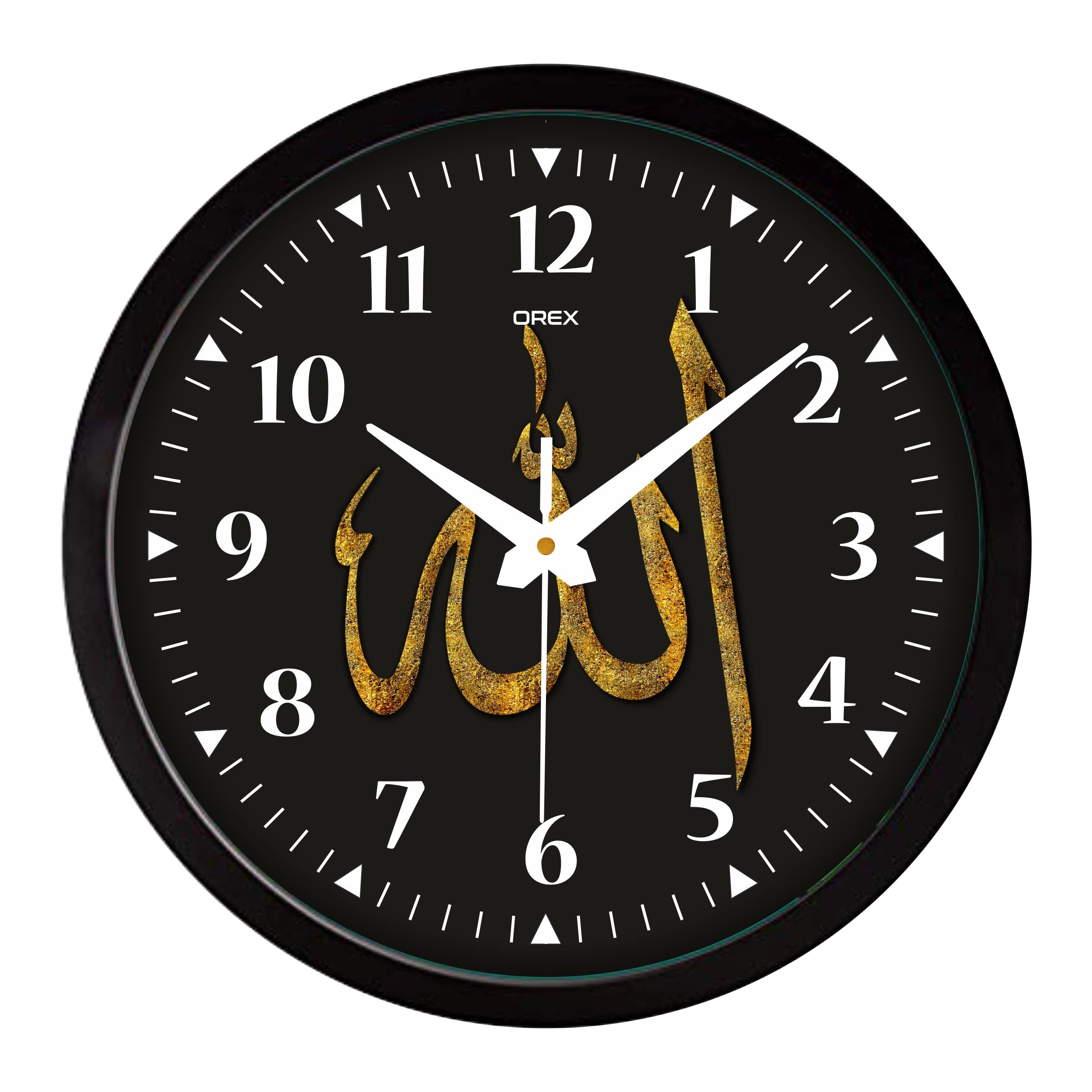 OREX Plastic Modern Stylish Wall Clock with Glass for Home/Kitchen/Living Room/Bedroom/Office - 12 inch with Black Ring (OC-061)