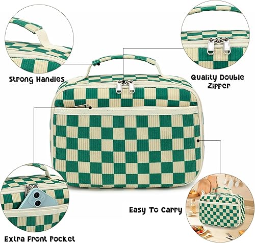 Miniatura 5 de Bluboon Bolsa de almuerzo para niños y niñas, lonchera aislada para la escuela, bolsa de almuerzo de pana para la escuela, bolsa de almuerzo para