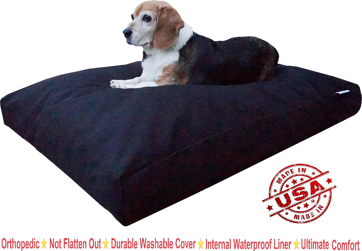 Dogbed4less XXL Orthopedic Extreme Comfort Memory Foam Dog Beds for Large Dog, Internal Waterproof Lining and External Machine Washable Canvas Cover, 55X37 Pillow, Black