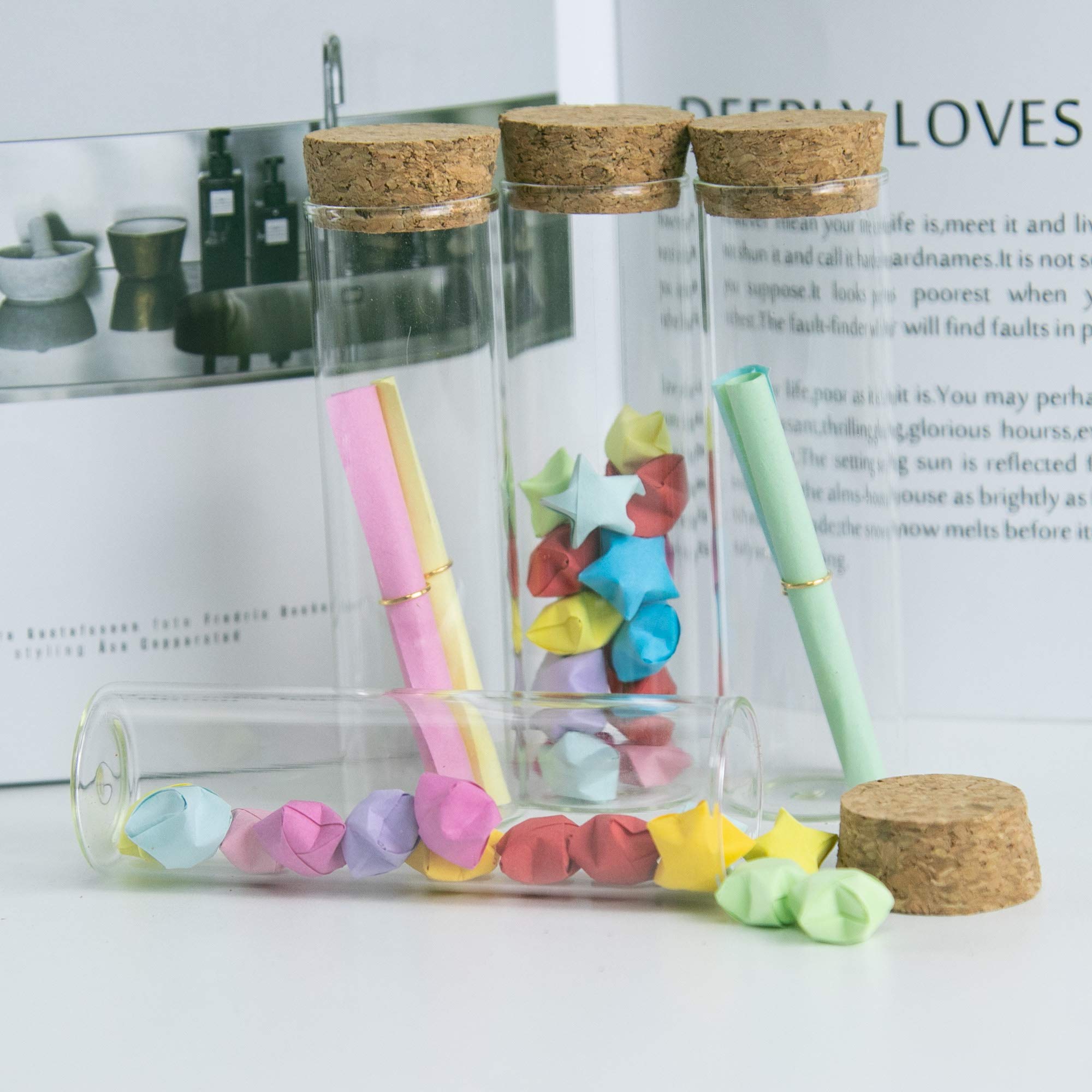 12pcs Bouteilles Tube a Essai Verre Transparente Avec Bouchon En liège, capacité De Stockage De 50 ml, diamètre extérieur Du Flacon De Tube à Essai De 30 mm (12, 50ml)
