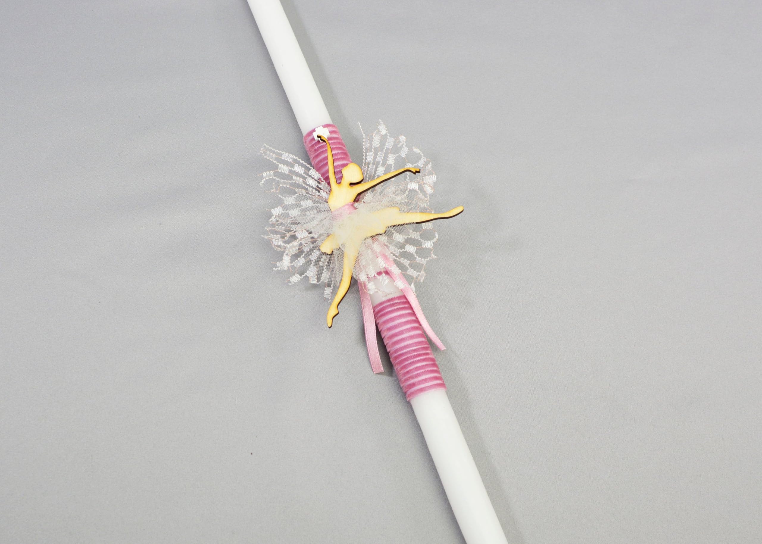 Twirling Beauty Easter Candles | Pink Orthodox Easter Lambathes | Pascha Candles with A Wooden Ballerina