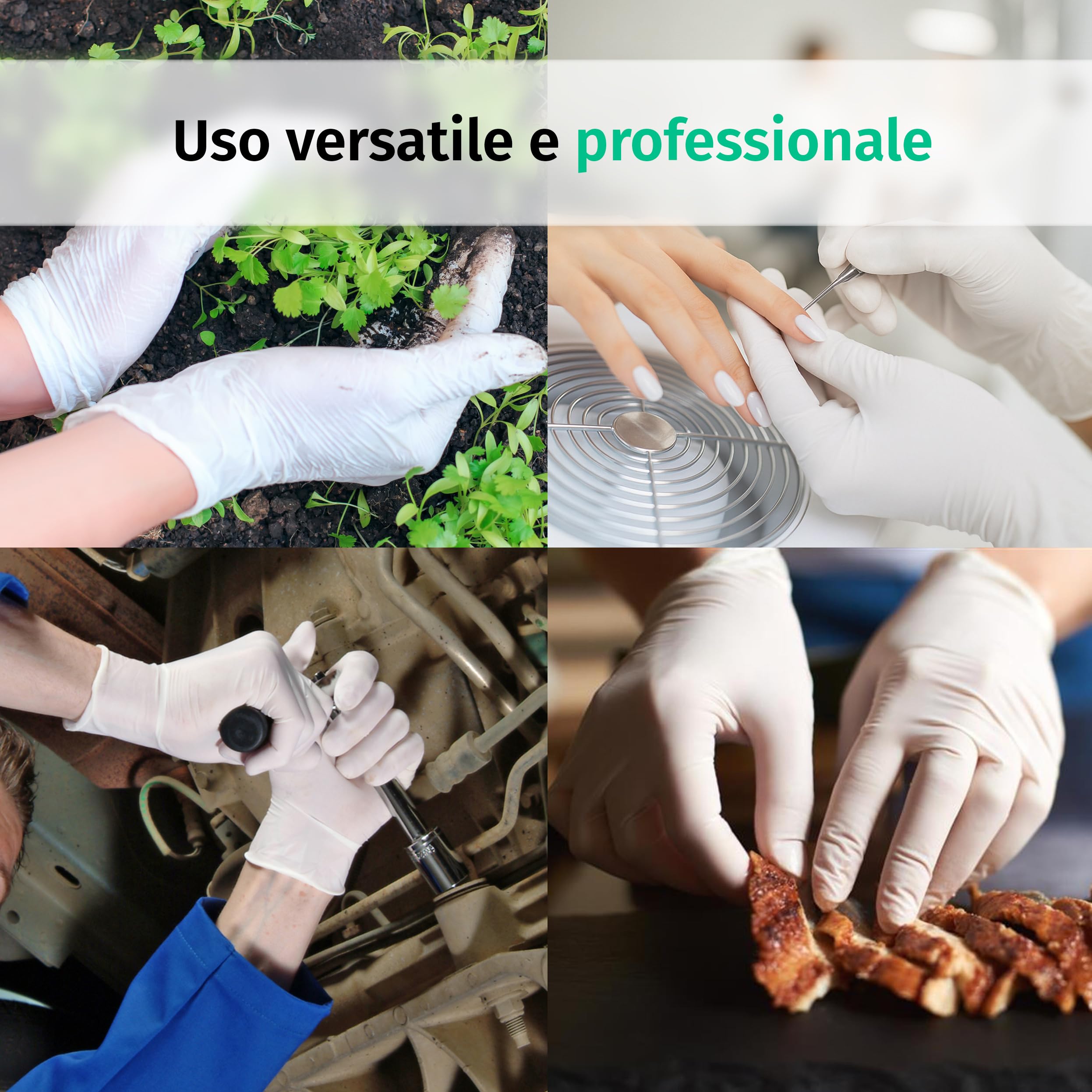 SF Guanti Nitrile L Bianchi – 1000 Guanti Monouso Resistenti e Professionali (10×100), Senza Lattice e Senza Polvere