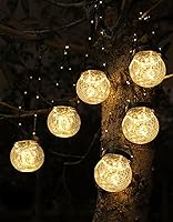 PARTPHONER Solar Lanterns Outdoor Waterproof 6-Pack - Cracked Glass Hanging Globes, Solar Powered Lights for Garden Tree Christmas Decor