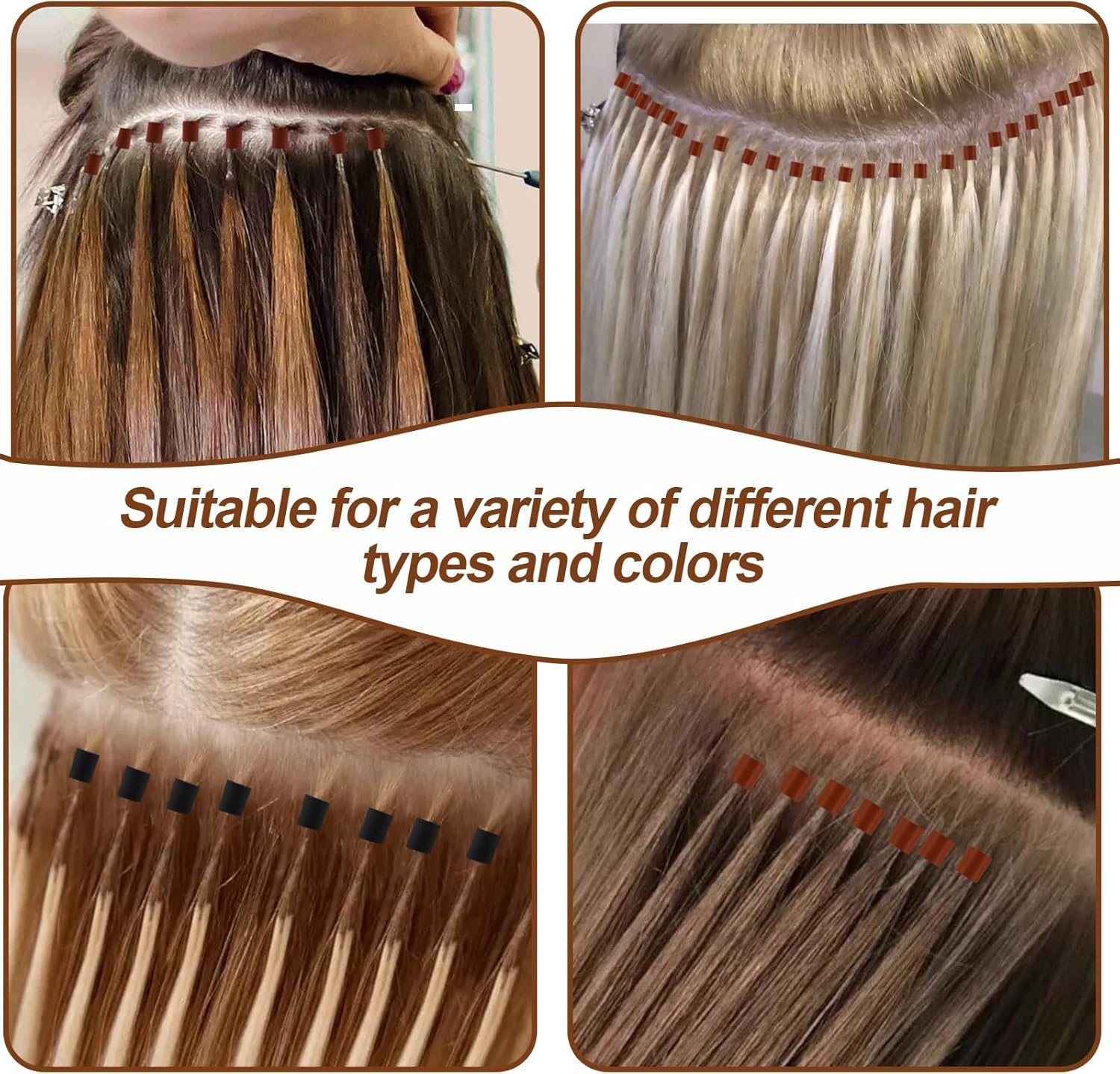 1000PCS Silicone Hair Extensions Beads, 5mm Lined Micro Links Beads, 5Colors Rings Hair Extension Device Tool Kits - Professional Hair Styling Tools Accessory - Image 6