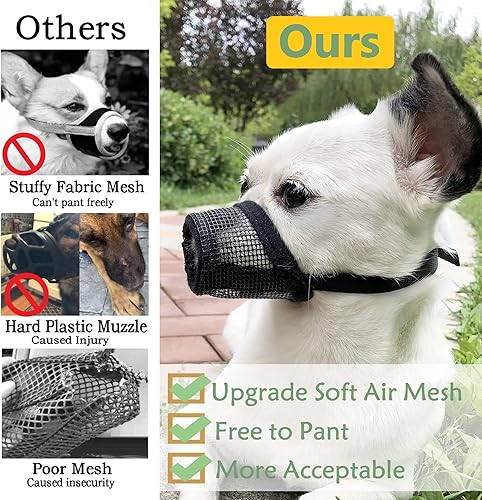 Miniatura 5 de MOIILAVIN Bozal para perro, bozal de malla suave para ladrar, aseo y morder, masticar para razas pequeñas y medianas, bozal de malla sin ladridos