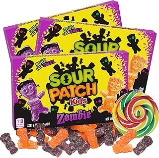 Sour Patch Kids Zombies Halloween Candy, Orange and Raspberry Flavored Shareable Movie Theater Box Candies, Spooky Goodie ...