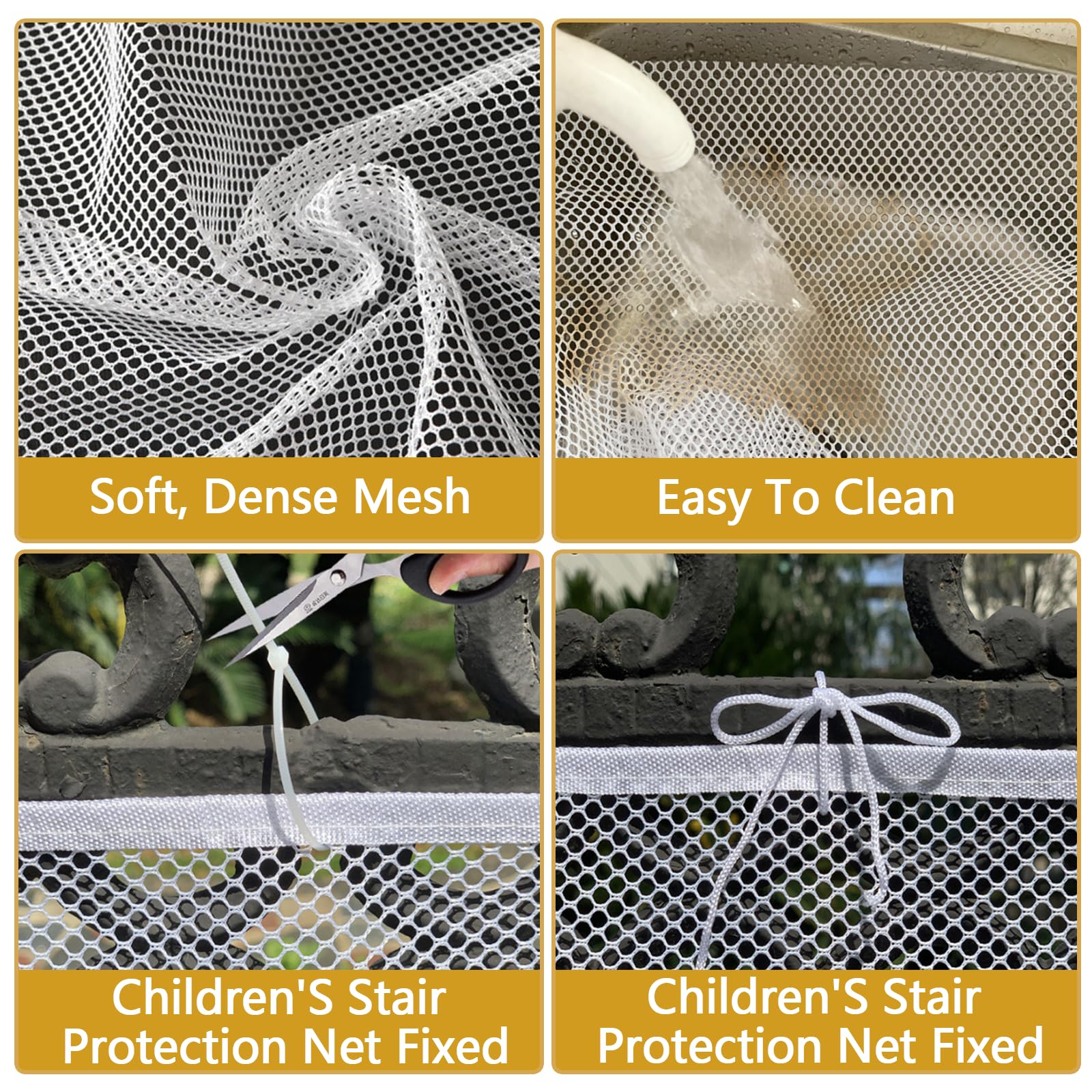 Rete di Sicurezza per Bambini Scale 6x0.9m Rete Protezione Gatti Balcone Rete per Balconi Esterni Bambino Regolabile Robusta Rete di Sicurezza Scale per Ringhiere,Giocattoli,Cani,Domestici