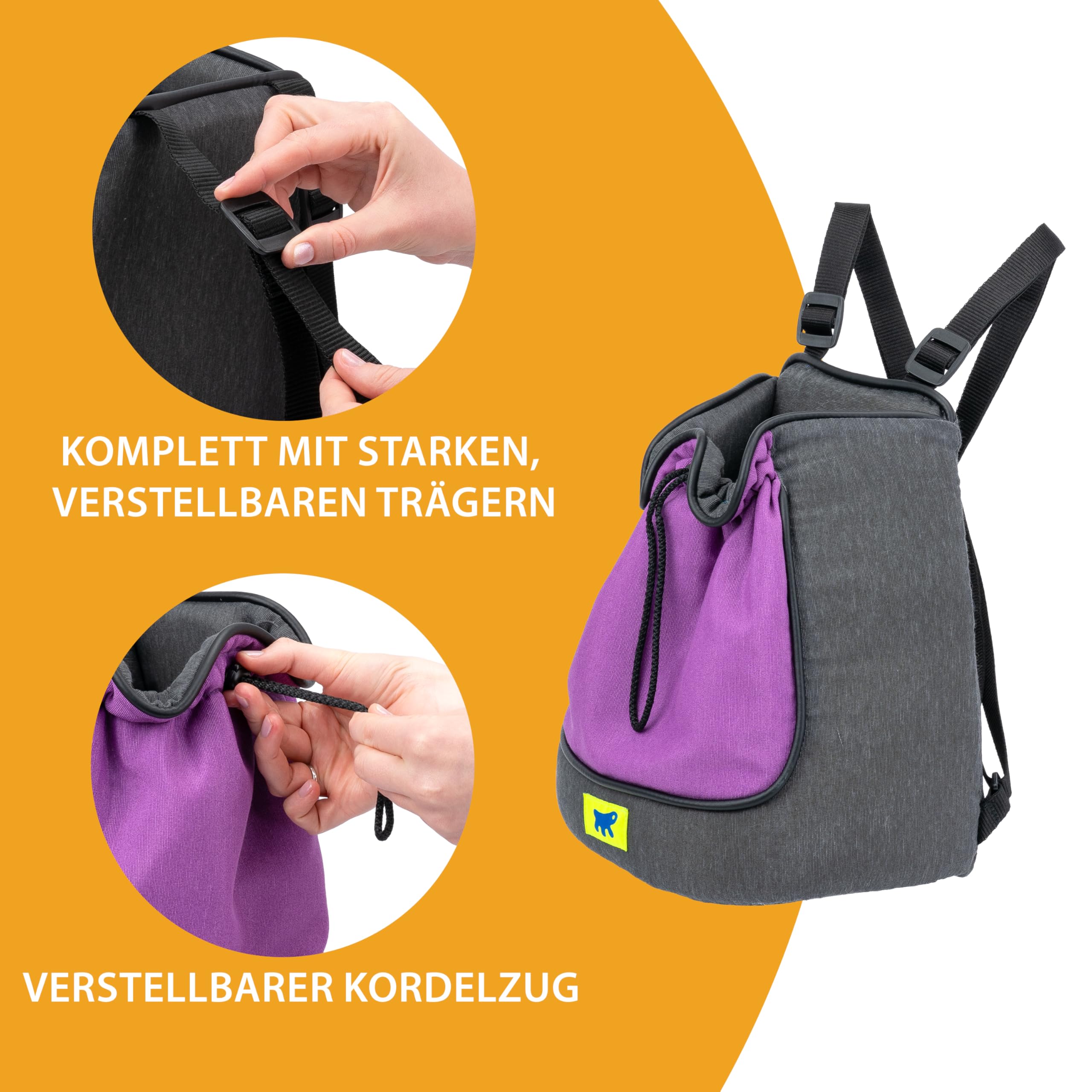 Ferplast Trasportino Gatto TRIP, Zaino per cani, Zaino per Gatti, Trasportino per gatti, Cinghie Regolabili, Chiusura con Cordino, Lavabile, fino a 6 Kg, 30 x 20 x h 33 cm, Viola