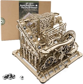 Own1one Marble Run 3D Wooden Puzzle for Adults with Balls, Mechanical Marble Run Model Kits, Hand Cranked Wooden Model Building Kits, Birthday Gifts for Teens & Adults