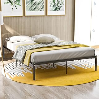 WGYDREAM Letto Base per Rete Solida in Metallo con Struttura del Letto Singolo Nera per Ampio Spazio di Archiviazione per Adulti, Senza Attrezzi per Il Montaggio, 200x140 Cm