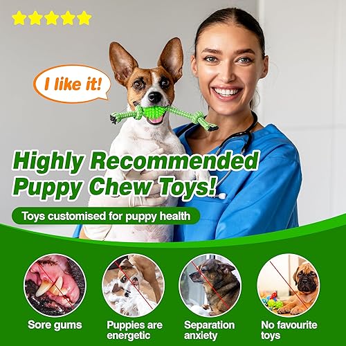 Miniatura 2 de Juguetes para cachorros paquete de 5 para cachorros energéticos juguetes duraderos para masticar para cachorros goma de alta densidad y cuerda