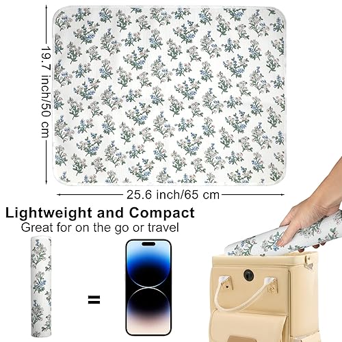 Miniatura 18 de Cambiador de pañales para bebé, 19.7 x 25.6 pulgadas, impermeable, con parte superior frontal de algodón 100% muselina y parte trasera de cuero