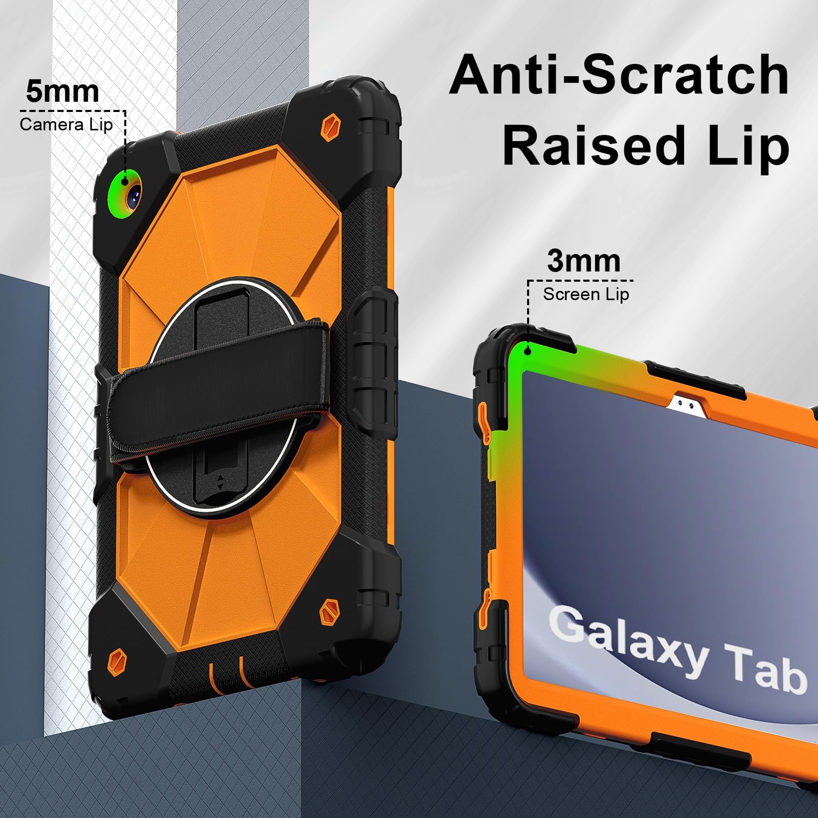 Do Samsung Galaxy Tab A9 Plus 2023 SM-X210/SM-216/SM-X218 27.9 cm odporne na wstrząsy etui dziecięce, [podpórka] [pasek na ramię] obracający się o 360 stopni pasek na rękę uchwyt stojak wytrzymały