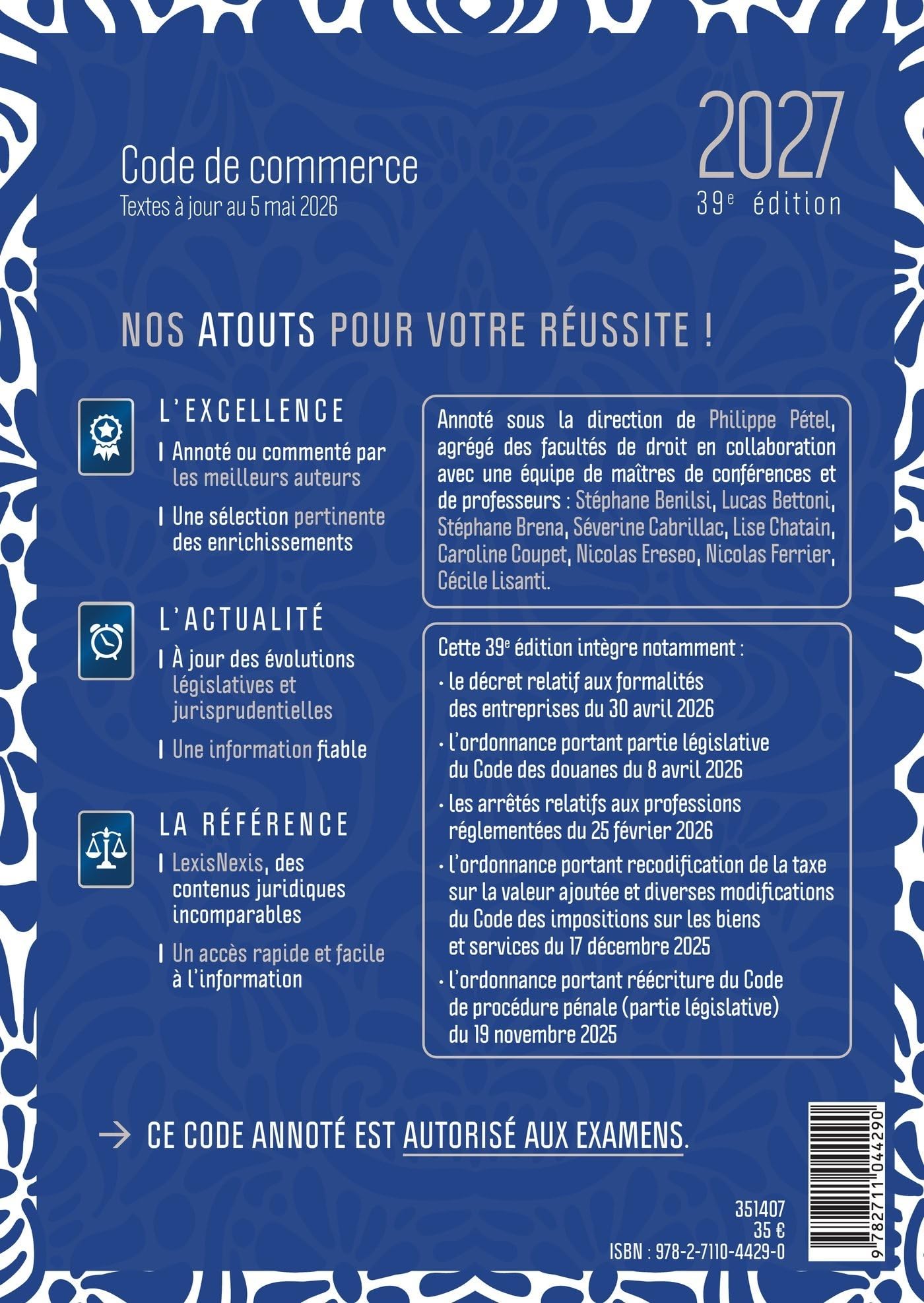 Code de commerce 2027 jaquette A la manière de Matis