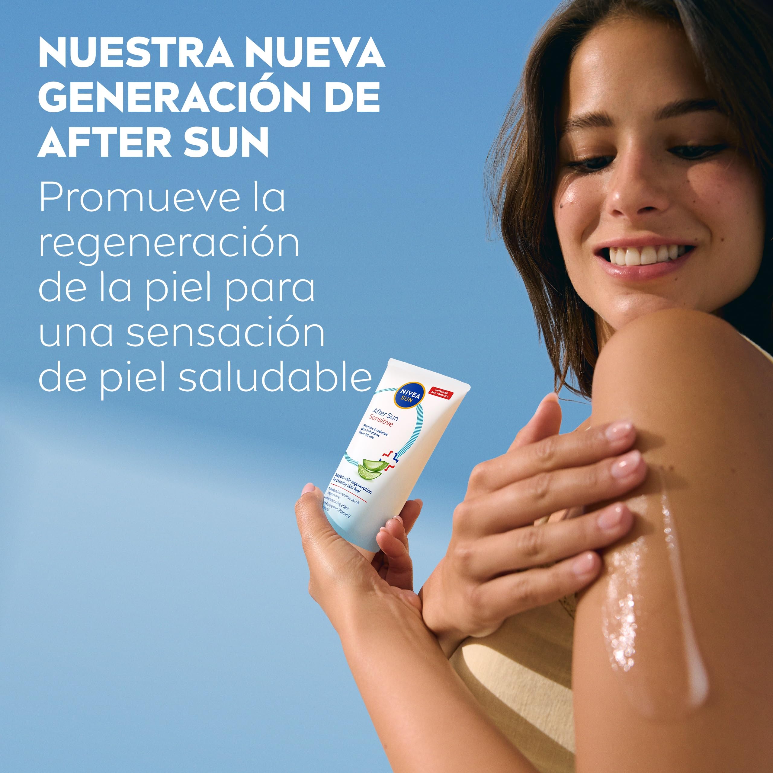 NIVEA SUN After Sun Sensitive Gel-Crema (1 x 150 ml), crema calmante con aloe vera, crema hidratante para piel sensible y con alergia al sol