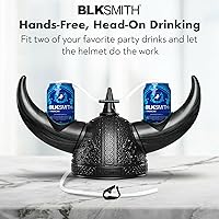 Vista 2 de BLKSMITH Casco para beber, sombrero vikingo con pajitas con capacidad para 2 latas, ajustable para adaptarse a cabezas de 16 a 24 pulgadas, regalos